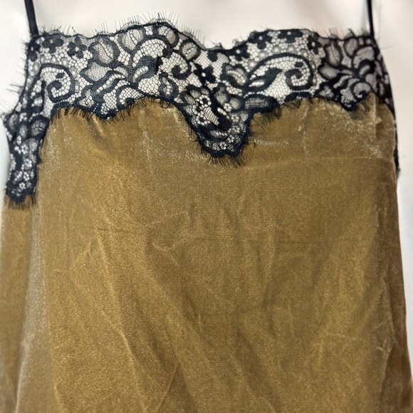 House Of Harlow Lace Trimmed Velour Spaghetti Strap Top/Skirt Olive Size ML E72 - Picture 6 of 15